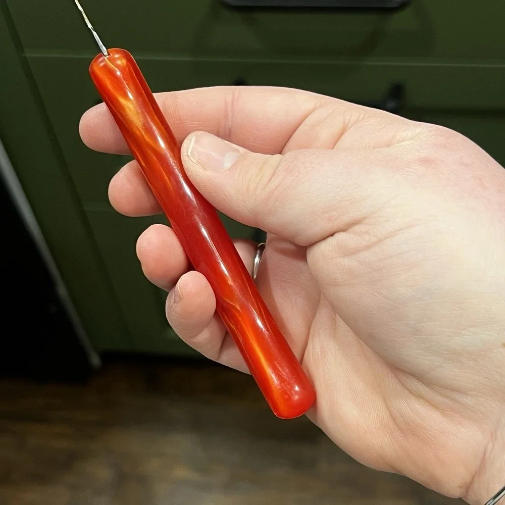 Claude Dozorme Laguiole Serrated Kitchen Knife‎ Orange Handle Stainless France